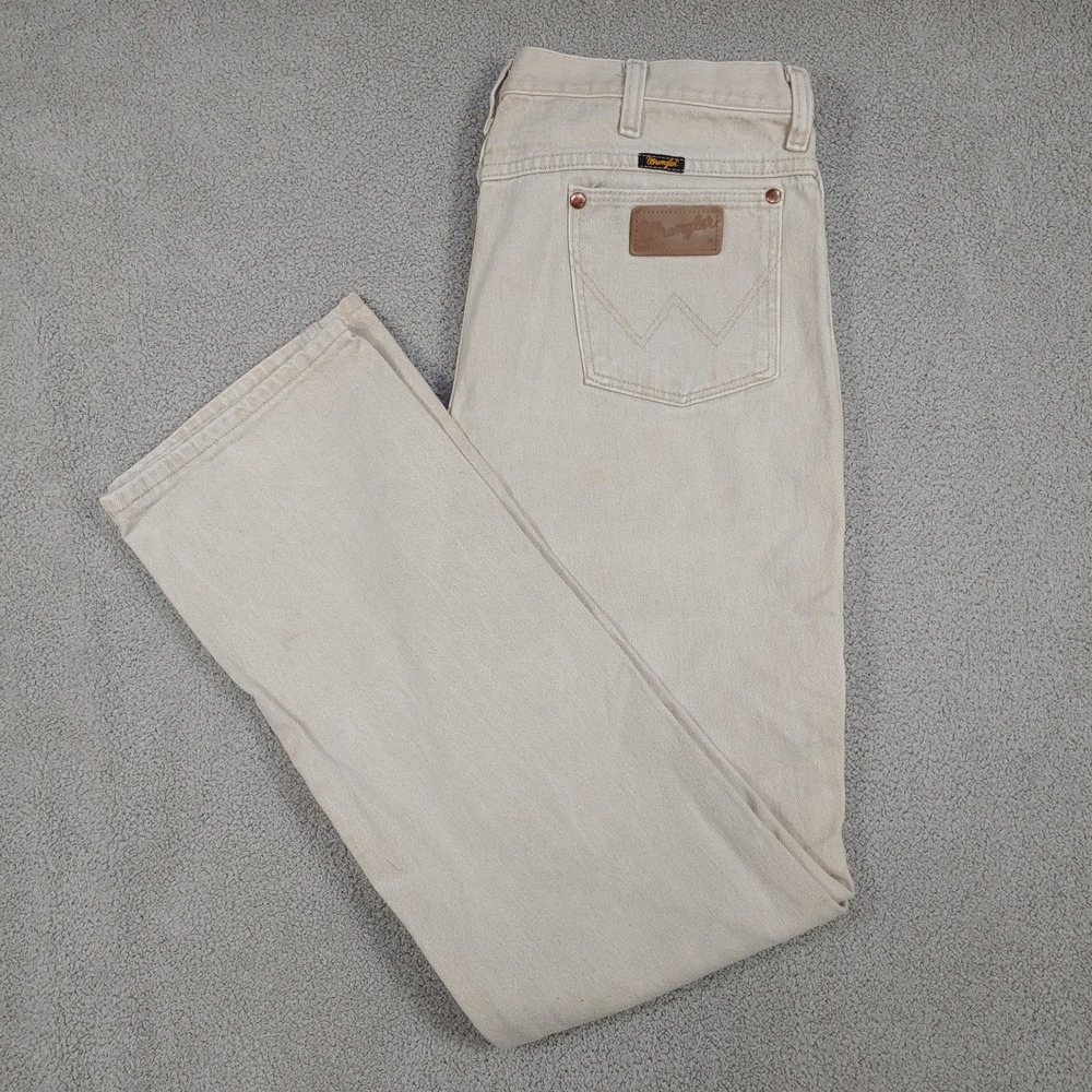 Wrangler Jeans - Men 34x32 Tan 936TAN Cowboy Cut Regular Fit Straight Leg Denim